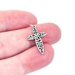 Vintage BSD Sterling Silver 925 Openwork Filigree Cross Pendant
